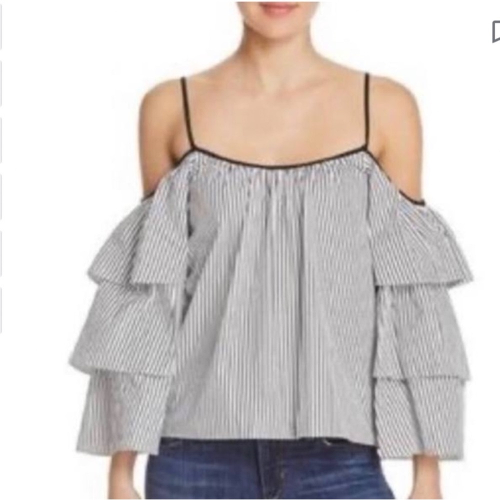EUC Parker Striped Off-Shoulder Ruffle Top - size Small